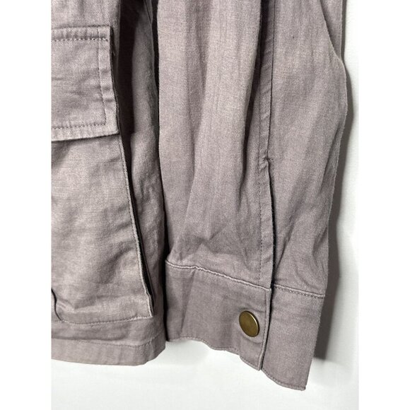 Market & Spruce Cargo Utility Jacket Womens M Grey Hooded Military Safari - Picture 8 of 11